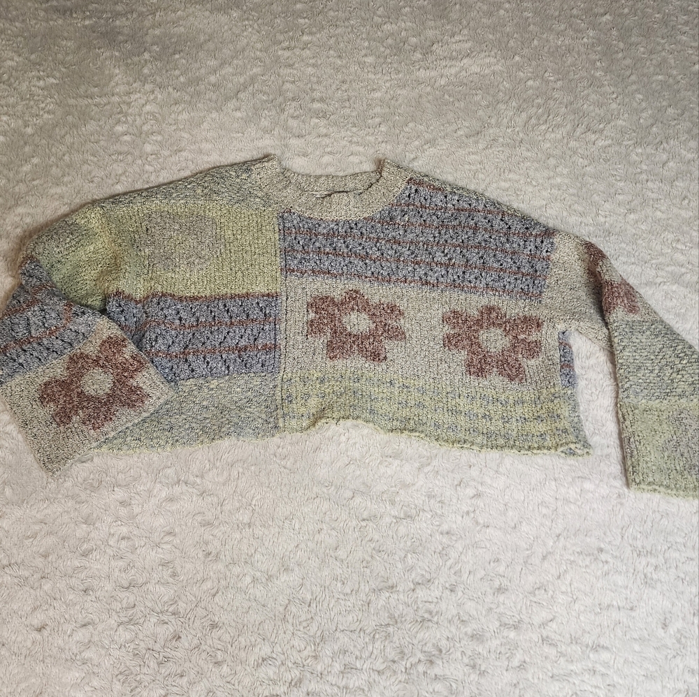 Sincerely Jules Multicolor Patchwork Knit Sweater - image 2